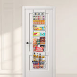 Over the Door Pantry Organizer, 9-Tier Pantry Organization and Storage, Heavy-Duty Steel Hanging Spice Rack, Adjustable Wall Seasoning Shelves, for Home Kitchen Laundry Room Bathroom, White