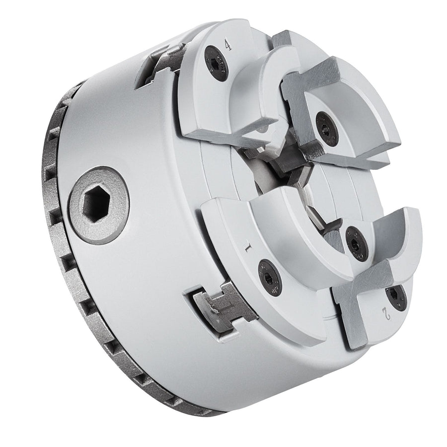 KP965 Lathe Chuck, 4-Jaw 96 mm Diameter, Metal Lathe Chuck Turning Machine Accessories with 5 Sets of Jaws, Self-centering Tool, for Precision Machining, Grinding Machines, Milling Machines