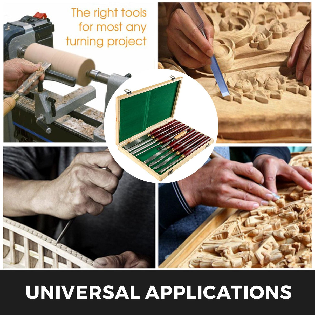 VEVOR Woodworking Lathe Chisel Set 8 Piece Set Lathe Chisel HSS Steel Blades Wood Turning Tools Wooden Case for Storage for Wood Carving Root Carving