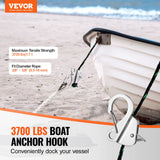 VEVOR Boat Anchor Hook Stainless Steel Knotless Anchor System with Quick Release - Front View