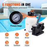 VEVOR Sand Filter Above Ground with 285W Pool Pump 10,000 L/H Flow 6-Way Valve - Top-Down View