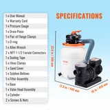 VEVOR Sand Filter Above Ground with 285W Pool Pump 10,000 L/H Flow 6-Way Valve - Rear View