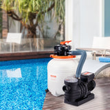 VEVOR Sand Filter Above Ground with 285W Pool Pump 10,000 L/H Flow 6-Way Valve - Close-Up Angle