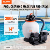 VEVOR Sand Filter Above Ground with 450W Pool Pump 13,000 L/H Flow 6-Way Valve - Front View