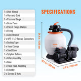 VEVOR Sand Filter Above Ground with 450W Pool Pump 13,000 L/H Flow 6-Way Valve - Rear View