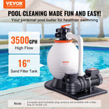VEVOR Sand Filter Above Ground with 850W Pool Pump 18,000 L/H Flow 6-Way Valve - Front View