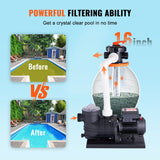 VEVOR Sand Filter Above Ground with 850W Pool Pump 18,000 L/H Flow 6-Way Valve - 45-Degree Angle