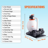 VEVOR Sand Filter Above Ground with 850W Pool Pump 18,000 L/H Flow 6-Way Valve - Rear View
