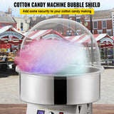 Candy Machine Bubble Shield 20.5 Inch Clear Plastic Cotton Candy Cover for Commercial Candy Maker Machine - Front View