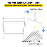 VEVOR Pool Towel Rack, 5 Bar, White, Freestanding Outdoor PVC T-Shape Poolside Storage Organizer, Include 8 Towel Clips, Mesh Bag, Hook, Also Stores