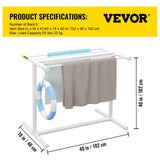 VEVOR Pool Towel Rack, 5 Bar, White, Freestanding Outdoor PVC T-Shape Poolside Storage Organizer, Include 8 Towel Clips, Mesh Bag, Hook, Also Stores Floats and Paddles, for Beach, Swimming Pool, Home - Close-Up Angle