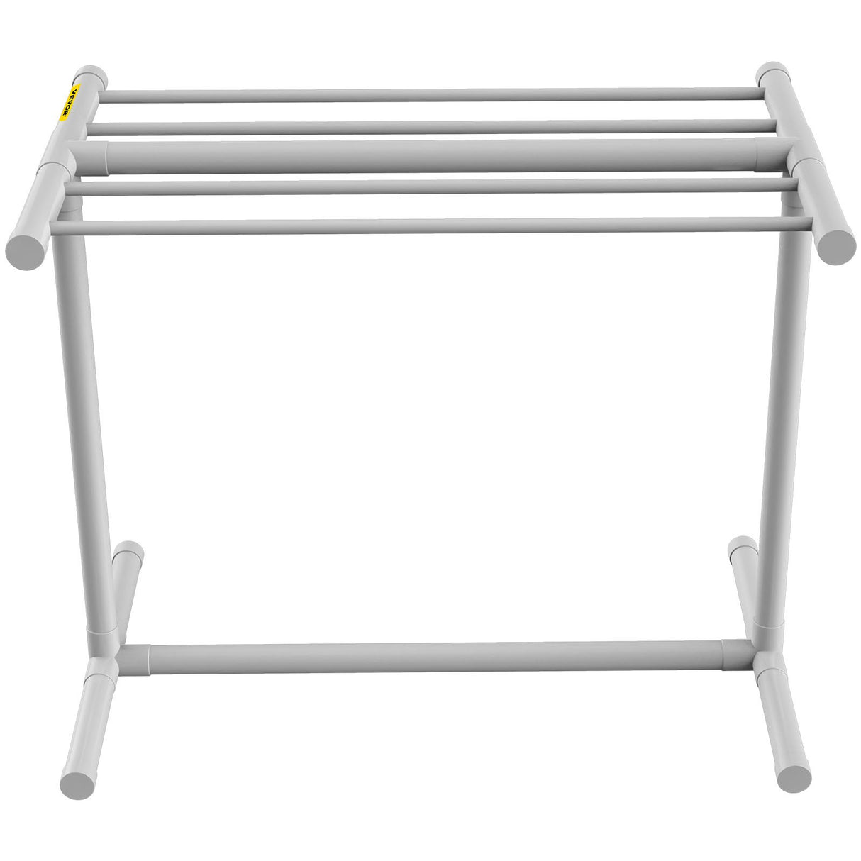 VEVOR Pool Towel Rack, 5 Bar, White, Freestanding Outdoor PVC T-Shape Poolside Storage Organizer, Include 8 Towel Clips, Mesh Bag, Hook, Also Stores Floats and Paddles, for Beach, Swimming Pool, Home