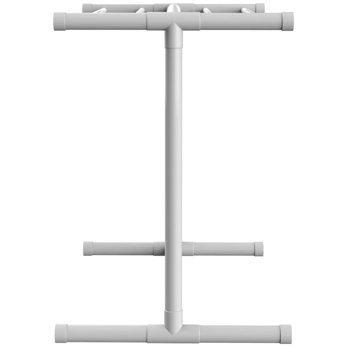 VEVOR Pool Towel Rack, 5 Bar, White, Freestanding Outdoor PVC T-Shape Poolside Storage Organizer, Include 8 Towel Clips, Mesh Bag, Hook, Also Stores Floats and Paddles, for Beach, Swimming Pool, Home