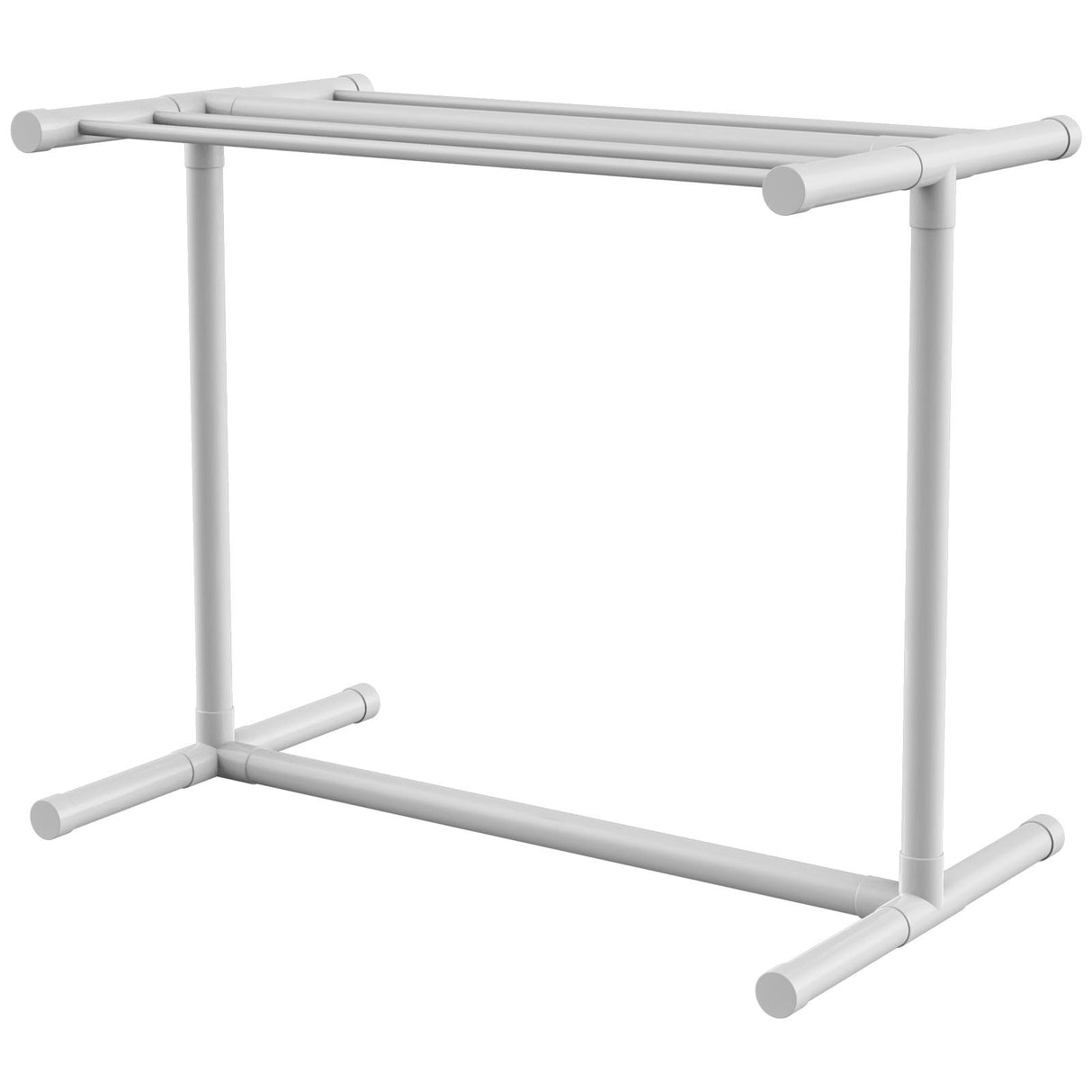VEVOR Pool Towel Rack, 5 Bar, White, Freestanding Outdoor PVC T-Shape Poolside Storage Organizer, Include 8 Towel Clips, Mesh Bag, Hook, Also Stores