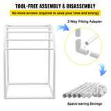 VEVOR Pool Towel Rack, 5 Bar, Milky, Freestanding Outdoor PVC Curved Poolside Storage Organizer, Include 8 Towel Clips, Mesh Bag, Hook, Also Stores Floats and Paddles, for Beach, Swimming Pool, Home - Rear View