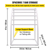 VEVOR Outdoor Towel Rack Pool Towel Rack 7 Bar Curved White Freestanding Patio - Side View