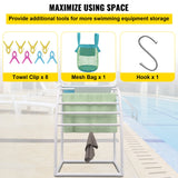 VEVOR Outdoor Towel Rack Pool Towel Rack 7 Bar Curved White Freestanding Patio - 45-Degree Angle