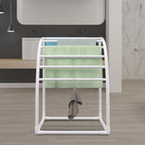 VEVOR Outdoor Towel Rack Pool Towel Rack 7 Bar Curved White Freestanding Patio - Low Angle