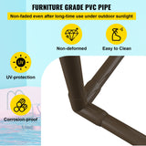 VEVOR Pool Towel Rack, 5 Bar, Brown, Freestanding Outdoor PVC Trapedozal Poolside Storage Organizer, Include 8 Towel Clips, Mesh Bag, Hook, Also Stores Floats and Paddles, for Beach, Swimming Pool - Top-Down View