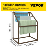 VEVOR Pool Towel Rack, 5 Bar, Brown, Freestanding Outdoor PVC Trapedozal Poolside Storage Organizer, Include 8 Towel Clips, Mesh Bag, Hook, Also Stores Floats and Paddles, for Beach, Swimming Pool - Close-Up Angle