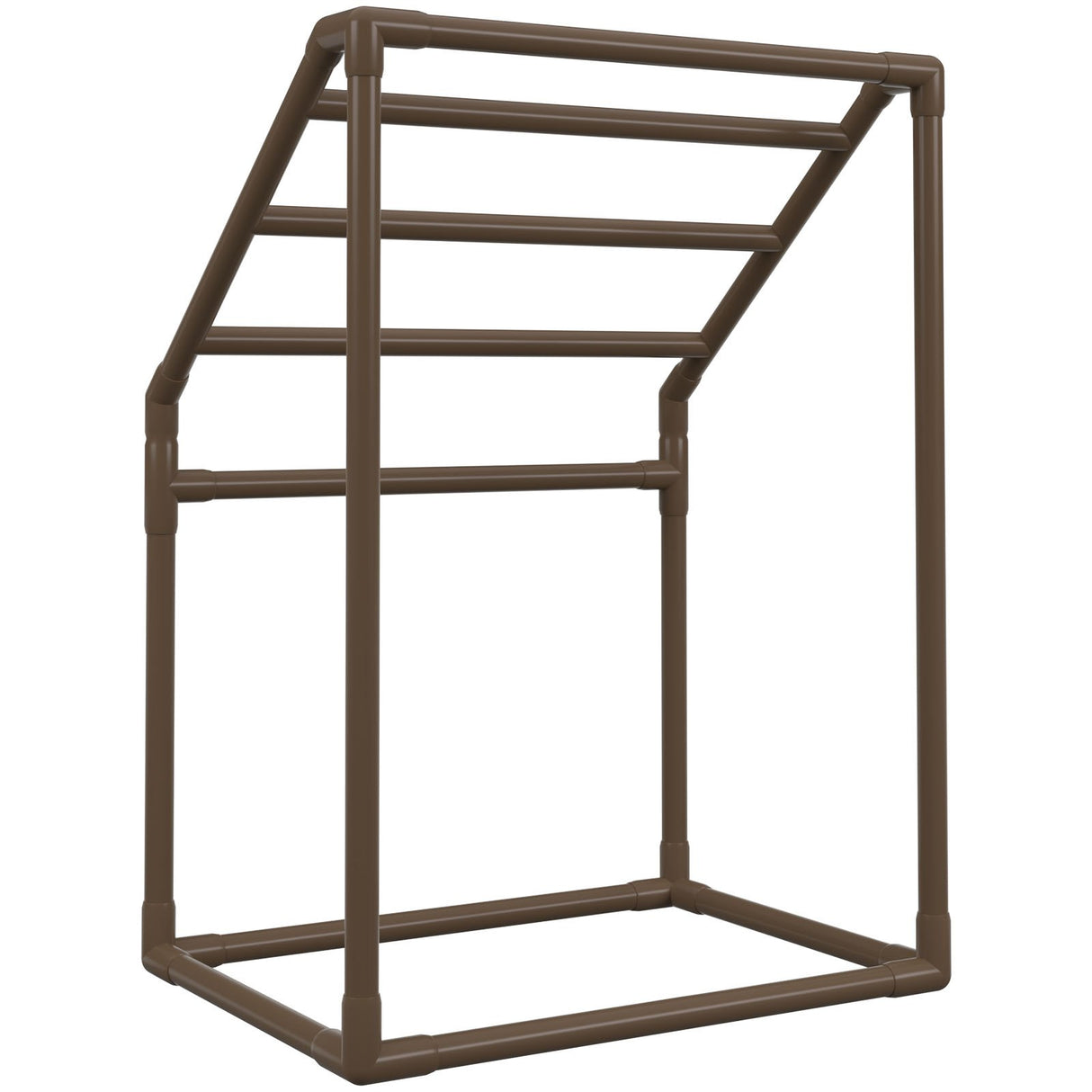 VEVOR Pool Towel Rack, 5 Bar, Brown, Freestanding Outdoor PVC Trapedozal Poolside Storage Organizer, Include 8 Towel Clips, Mesh Bag, Hook, Also Stores Floats and Paddles, for Beach, Swimming Pool