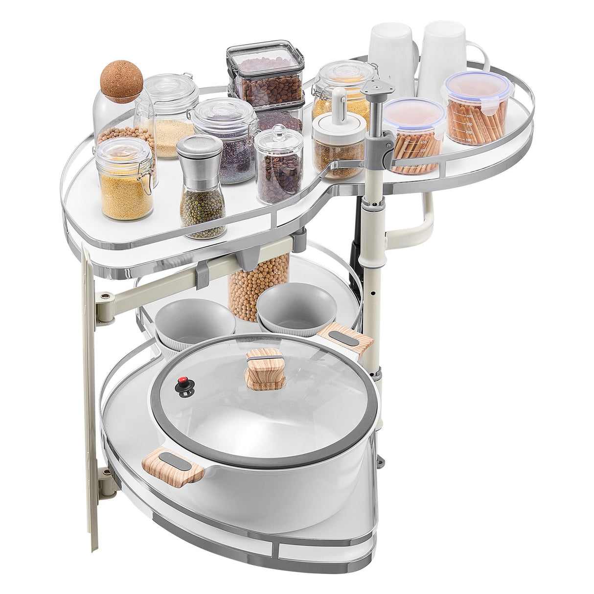 Swing Left Blind Corner Cabinet, Pull Out Organizer for 36 inch Width Blind Cabinet, 2 Tier Height Adjustable Swing Tray, Soft Close Kitchen Cloud Blind Organizer, Left Open