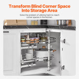 Swing Left Blind Corner Cabinet, Pull Out Organizer for 36 inch Width Blind Cabinet, 2 Tier Height Adjustable Swing Tray, Soft Close Kitchen Cloud Blind Organizer, Left Open - Front View