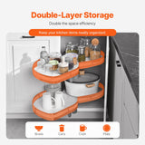 Swing Left Blind Corner Cabinet, Pull Out Organizer for 36 inch Width Blind Cabinet, 2 Tier Height Adjustable Swing Tray, Soft Close Kitchen Cloud Blind Organizer, Left Open - Side View