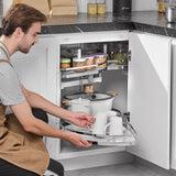 Swing Left Blind Corner Cabinet, Pull Out Organizer for 36 inch Width Blind Cabinet, 2 Tier Height Adjustable Swing Tray, Soft Close Kitchen Cloud Blind Organizer, Left Open