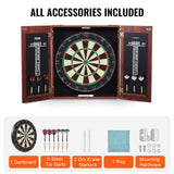 VEVOR Dartboard and Cabinet Set Official Size Complete Accessory Steel Tip Dart - 45-Degree Angle