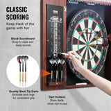 VEVOR Dartboard and Cabinet Set Official Size Complete Accessory Steel Tip Dart - Top-Down View