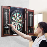 VEVOR Dartboard and Cabinet Set Official Size Complete Accessory Steel Tip Dart - Low Angle