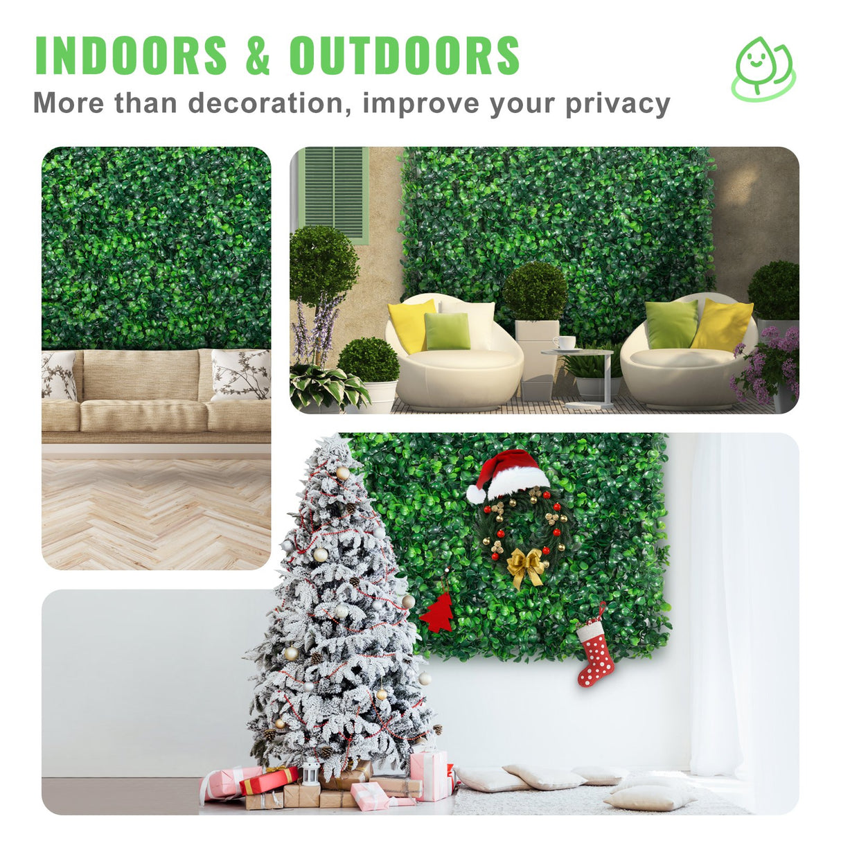 VEVOR Artificial Boxwood Panel UV 12pcs Boxwood Hedge Wall Panels Artificial Grass Backdrop Wall 20X20" 4cm Green Grass Wall Fake Hedge for Decor Privacy Fence Indoor Outdoor Garden Backyard