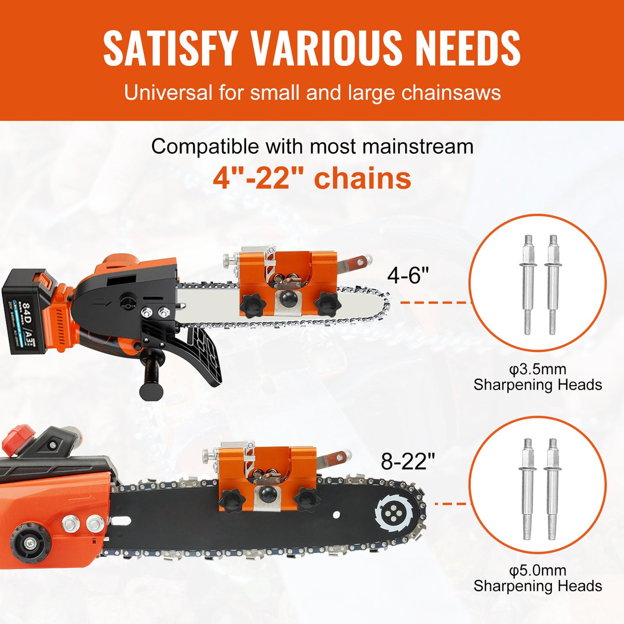 VEVOR Chainsaw Sharpener Hand Crank Chainsaw Chain Sharpener for 4-22" Chain Saw