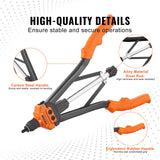 VEVOR Rivet Nut Tool, 16” Rivnut Tool Kit with 13PCS Metric and SAE Mandrels, 186PCS Rivet Nuts, M3, M4, 10-24, M5, M6, 1/4-20, 8-32, 5/16-18, M8, 3/8-16, M10, M12, 1/2-13, Semi-auto Retraction - Side View