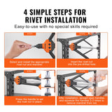 VEVOR Rivet Nut Tool, 16” Rivnut Tool Kit with 13PCS Metric and SAE Mandrels, 186PCS Rivet Nuts, M3, M4, 10-24, M5, M6, 1/4-20, 8-32, 5/16-18, M8, 3/8-16, M10, M12, 1/2-13, Semi-auto Retraction - 45-Degree Angle