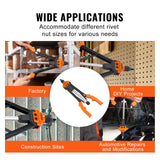 VEVOR Rivet Nut Tool, 16” Rivnut Tool Kit with 13PCS Metric and SAE Mandrels, 186PCS Rivet Nuts, M3, M4, 10-24, M5, M6, 1/4-20, 8-32, 5/16-18, M8, 3/8-16, M10, M12, 1/2-13, Semi-auto Retraction - Rear View