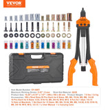 VEVOR Rivet Nut Tool, 16” Rivnut Tool Kit with 13PCS Metric and SAE Mandrels, 186PCS Rivet Nuts, M3, M4, 10-24, M5, M6, 1/4-20, 8-32, 5/16-18, M8, 3/8-16, M10, M12, 1/2-13, Semi-auto Retraction - Close-Up Angle