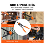 VEVOR Rivet Nut Tool, 16” Rivnut Tool Kit with 13PCS Metric and SAE Mandrels, 186PCS Rivet Nuts, M3, M4, 10-24, M5, M6, 1/4-20, 8-32, 5/16-18, M8, 3/8-16, M10, M12, 1/2-13, With Carrying Case - Rear View
