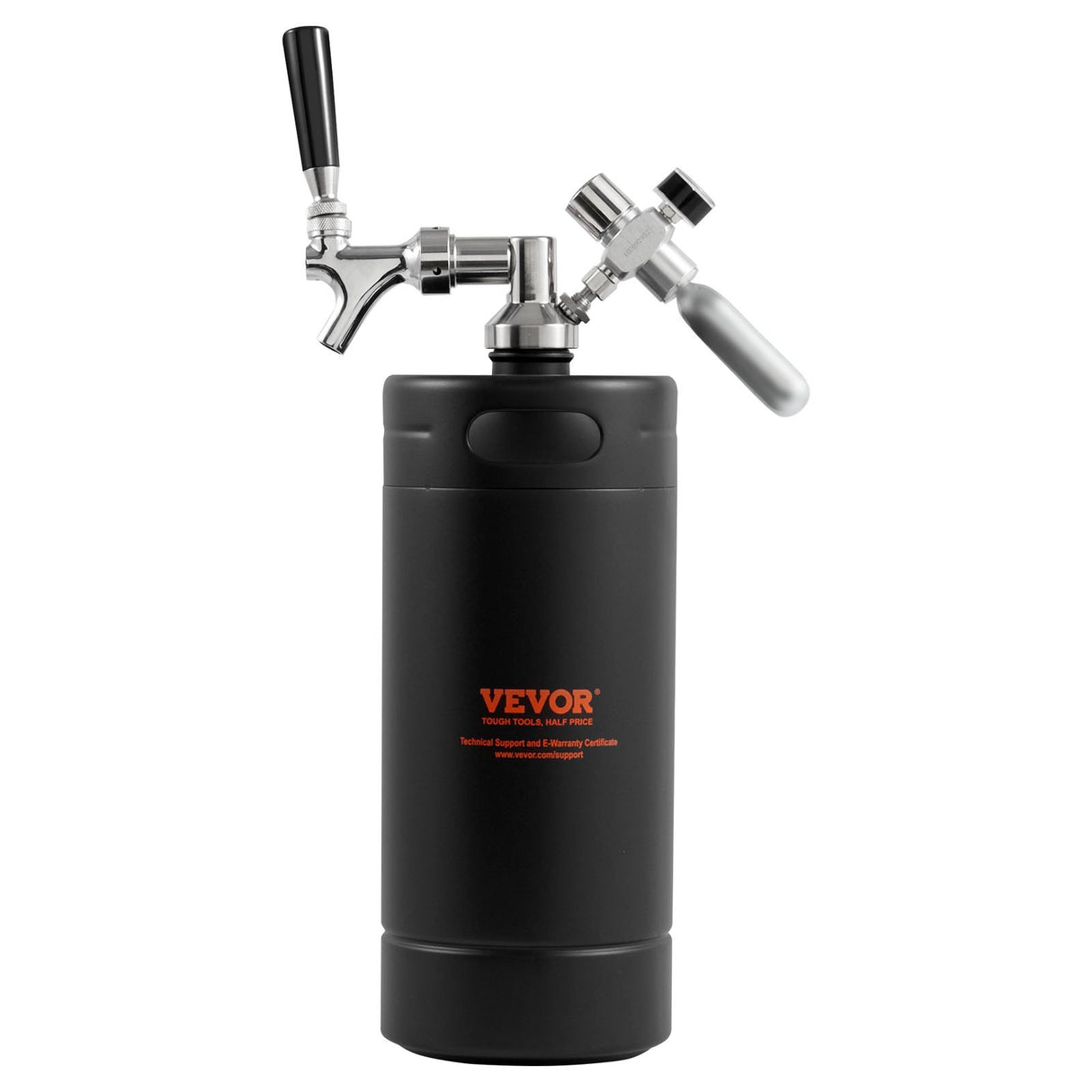 VEVOR Beer Growler Tap System, 4L Mini Keg, 304 Stainless Steel Pressurized Beer Growler, Keg Growler with Pressure Display, CO2 Regulator Faucet,