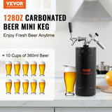 VEVOR Beer Growler Tap System, 4L Mini Keg, 304 Stainless Steel Pressurized Beer Growler, Keg Growler with Pressure Display, CO2 Regulator Faucet,