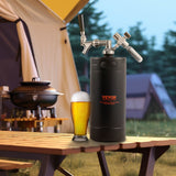 VEVOR Beer Growler Tap System, 4L Mini Keg, 304 Stainless Steel Pressurized Beer Growler, Keg Growler with Pressure Display, CO2 Regulator Faucet, Leak-Proof Ring For Draft, Homebrew, Craft Beer - Low Angle