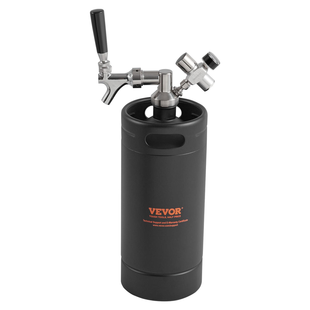 VEVOR Beer Growler Tap System, 4L Mini Keg, 304 Stainless Steel Pressurized Beer Growler, Keg Growler with Pressure Display, CO2 Regulator Faucet,