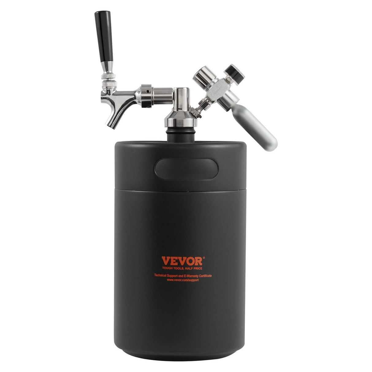 VEVOR Beer Growler Tap System, 5L Mini Keg, 304 Stainless Steel Pressurized Beer Growler, Keg Growler with Pressure Display, CO2 Regulator Faucet,