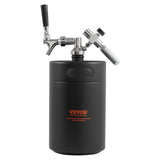 VEVOR Beer Growler Tap System, 5L Mini Keg, 304 Stainless Steel Pressurized Beer Growler, Keg Growler with Pressure Display, CO2 Regulator Faucet, Leak-Proof Ring For Draft, Homebrew, Craft Beer