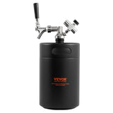 VEVOR Beer Growler Tap System, 5L Mini Keg, 304 Stainless Steel Pressurized Beer Growler, Keg Growler with Pressure Display, CO2 Regulator Faucet,