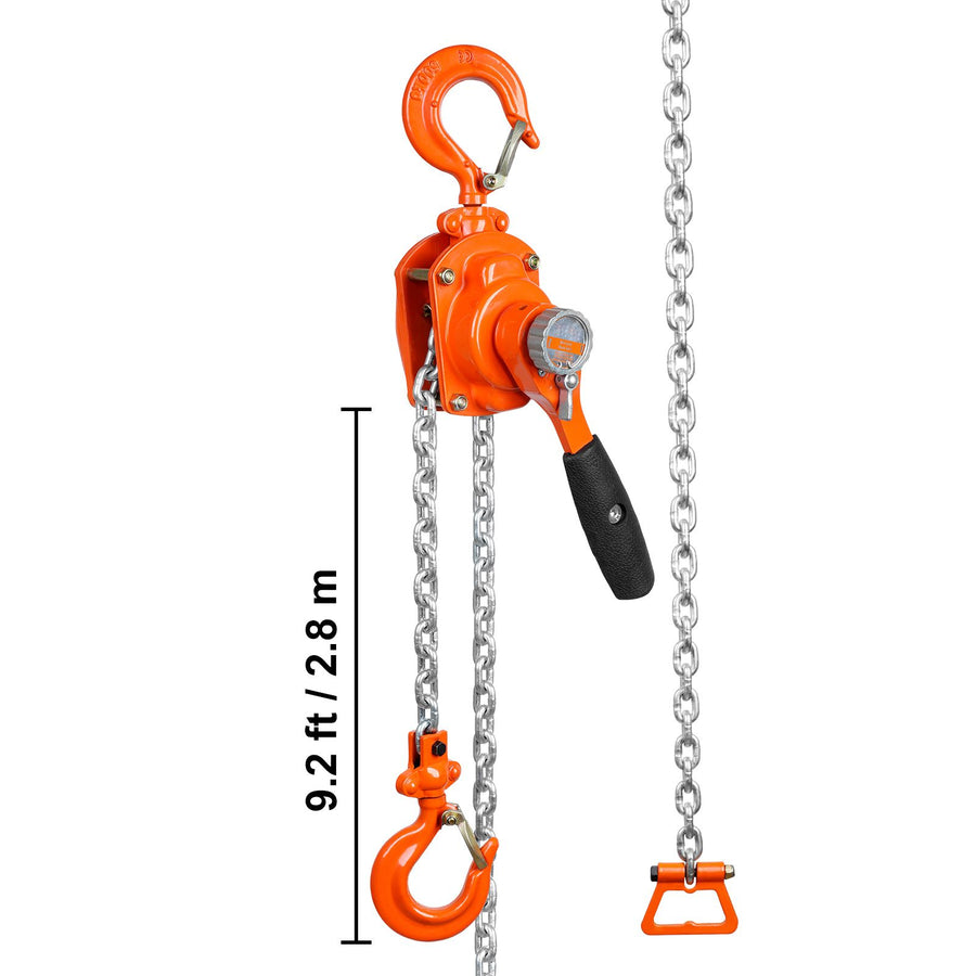 Manual Lever Chain Hoist, 1/2 Ton 1100 lbs Capacity 10 FT Come Along, G80 Galvanized Carbon Steel with Weston Double-Pawl Brake, Auto Chain Leading & 360° Rotation Hook, for Garage Factory Dock