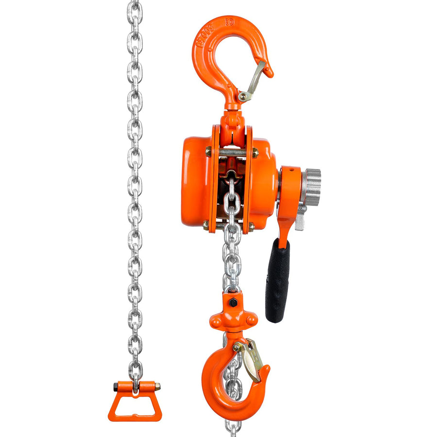 Manual Lever Chain Hoist, 1/2 Ton 1100 lbs Capacity 10 FT Come Along, G80 Galvanized Carbon Steel with Weston Double-Pawl Brake, Auto Chain Leading & 360° Rotation Hook, for Garage Factory Dock