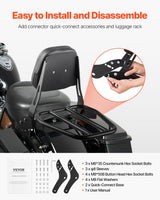 VEVOR Motorcycle Backrest Sissy Bar with Luggage Rack for Honda Rebel 2017-2022 - 45-Degree Angle