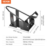 VEVOR Motorcycle Wheel Chock, 816.5 kg Capacity Wheel Cradle Holder, Heavy-duty Steel Motorcycle Front Wheel Stand with 3 Adjustable Holes, For 381-533.4 mm Off-Road Motorcycles, Standard Motorcycles - Close-Up Angle